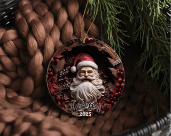 Adorno navideño con la cara de Papá Noel que se puede personalizar
