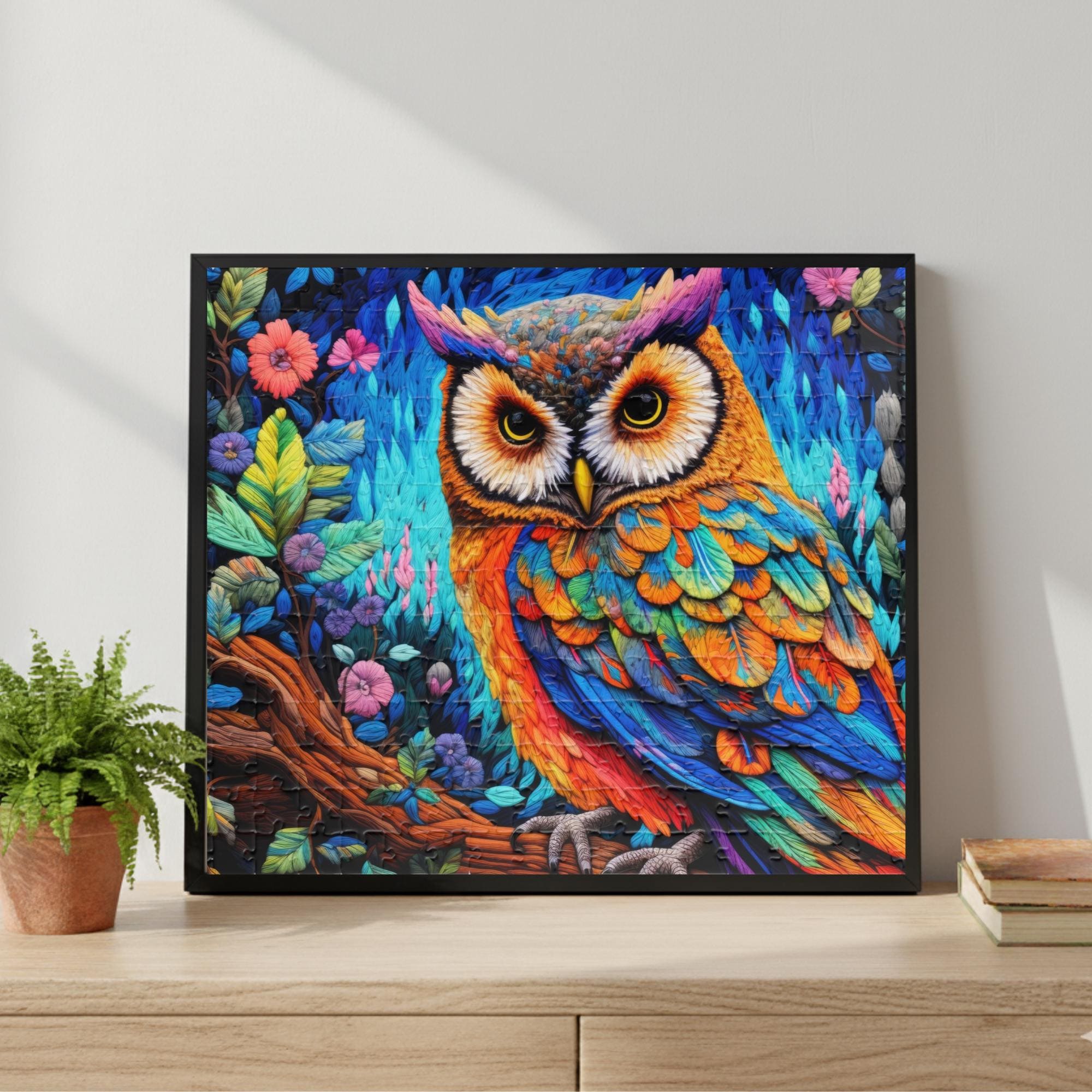 Vibrant Owl Puzzle - Colorful Feathered Forest Jigsaw Puzzle - Family Night Wildlife Puzzle