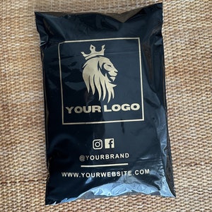 Poly Mailer negro personalizado Bolsas de envío personalizadas Diseño de Polymailer Bolsa de envío personalizada Bolsas de polietileno Polymailers personalizados Bolsas de correo impresas