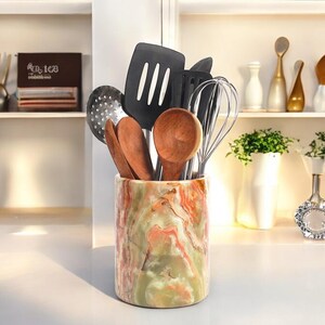 Marble Utensil Holder, Handmade Cooking Utensil, Spatula Holder, Flower Vase, Kitchen Utensil, Housewarming, Wedding or Engagement Gift