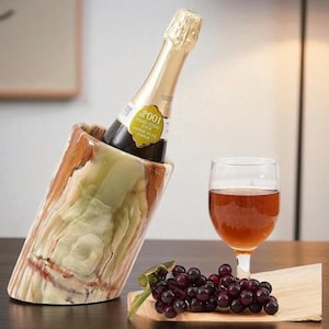 Green Onyx Marble Wine Chiller: Handmade Bar Decor