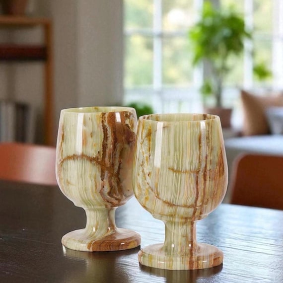 Handmade Marble Wine Glasses Set, Luxury Bar Decor - Etsy