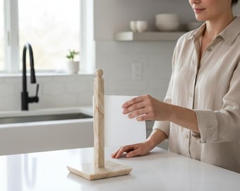 Handmade Marble Square Paper Towel Holder Travertine: Kitchen Organizer