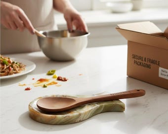 Reposacucharas de mármol hecho a mano / Decoración minimalista de cocina