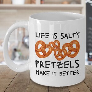 National Pretzel Day Mug, April 24 Silly Holiday Gift, Gift for Pretzel Lover, Pretzel Enthusiast Coffee Cup, Salty Pretzels Gifts for Her