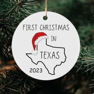 First Christmas in Texas Custom Ornament, Relocating to Texas, Moving to Texas Gift, House Warming Gift for New Texas Resident, New Texan