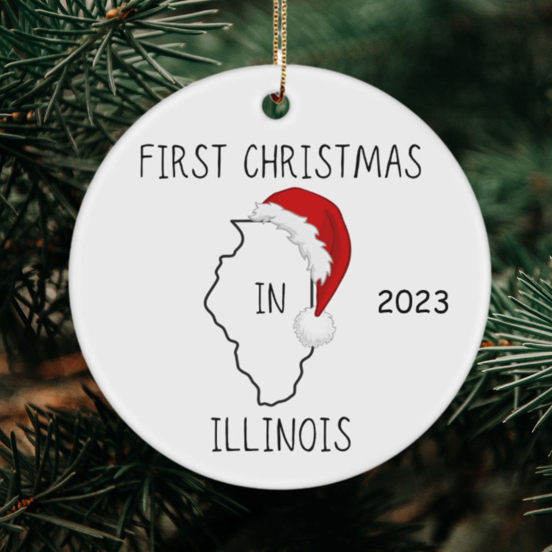 First Christmas in Illinois Custom Ornament, Relocating to Illinois