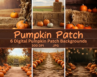 Pumpkin Patch Digital Backdrops,6 Autumn Backgrounds, Fall Backgrounds, Digital Pumpkin Backdrops, 6 Digital Photography Backdrops for kids