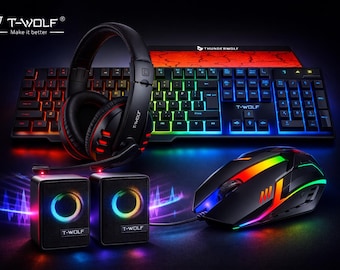 Gaming Keyboard, Mouse, Headset, Speakers, Mouse Pad Combo – Plug & Play Kit