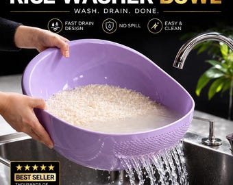 Rice Washer Bowl – Fast Drain, No Spill Kitchen Tool