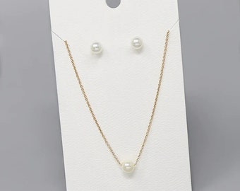 Pearl Pendant Necklace Set