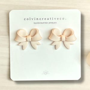 bow studs, dainty bow earrings, gifts for her, cute bow fashion, trendy jewelry, coquette, dainty studs, handmade earring, clay bow earrings