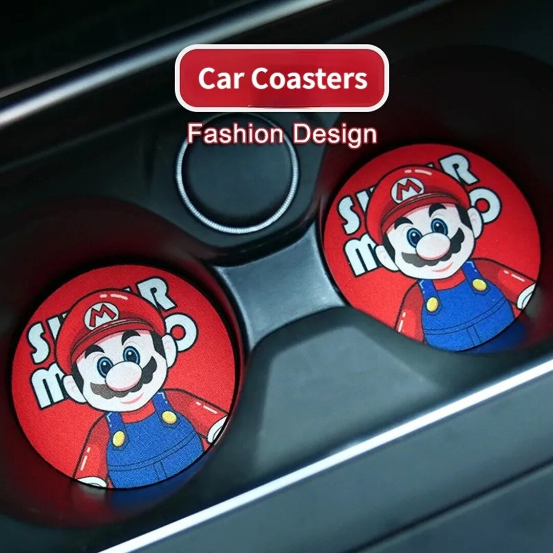 Super Mario Bros Car Coaters Nintendo Car Accessories Etsy