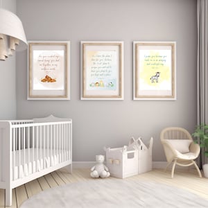 Bundel kinderbijbeltekst met babydieren; Bijbelmuurkunst voor kinderkamer afdrukbaar; Christelijke kinderkamerafdrukken; Set van 3"