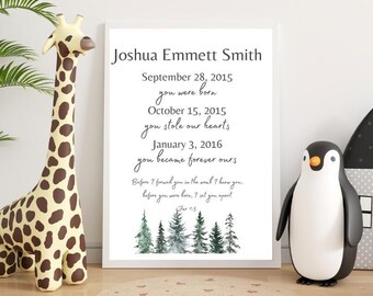 Adoption Day Gift for Family; Gotcha Day Gift; Adoption Sign; Adoption Journey; Adoption Milestone Gift; Bible Verse Adoption; Jeremiah 1:5