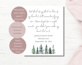 Adoption quote digital download; Not Flesh of My Flesh; Adoption Day Gift; Gotcha Day Gift; Adoption Sign; Adoption Milestone Gift
