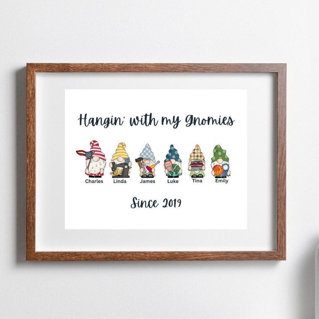 Housewarming Gift; Personalized Gnome Family Portrait; Custom Gnome ...