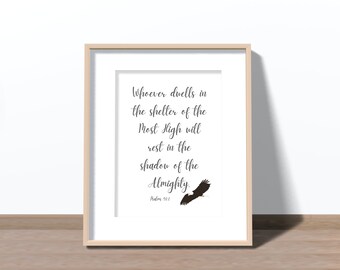 Bible Verse Print - Psalms 91:1; Christian Wall Art; Scripture Wall Art; Bible Verse Décor; Christian Décor