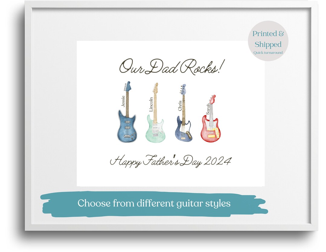 Personalized Father's Day Guitar Gift; Custom Guitar Family Portrait ...