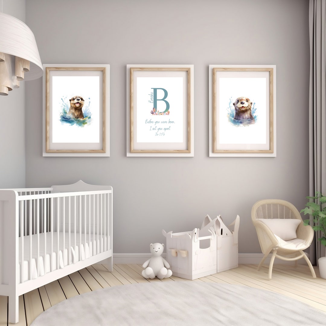 Custom Children's Name Print; Personalized Baby Animal Nursery Wall Art ...