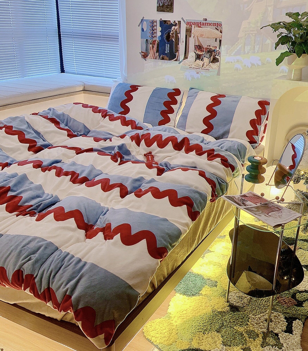 Wavy Soft Flannel Duvet Cover Twin Full, Baby Winter Cute Plush Bedding