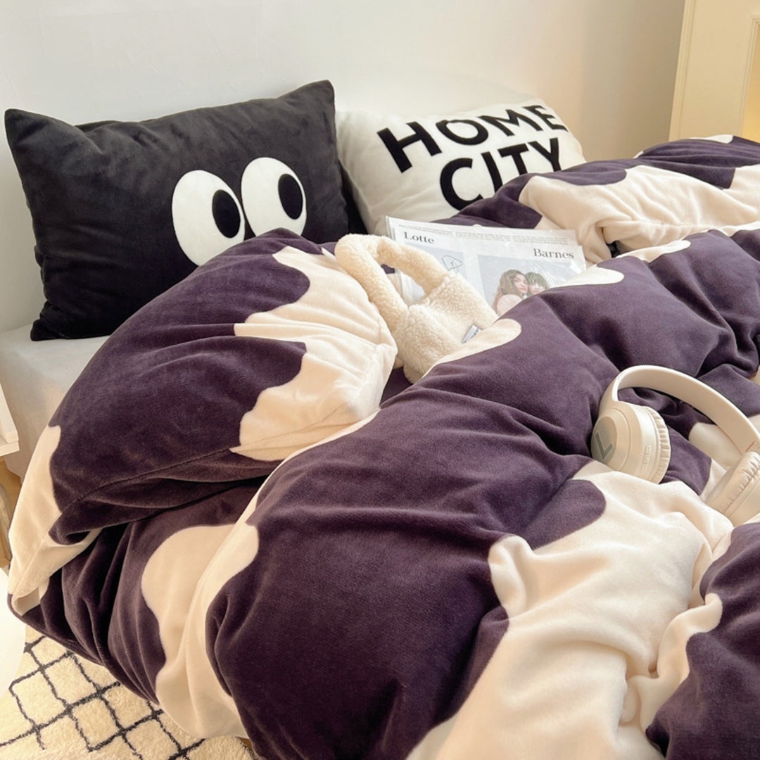 Soft Flannel Purple Duvet Cover Twin Warm Velvet Duvet Cover Etsy