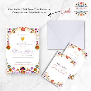 Mexican Colorful Fiesta Invite, Mexican Bridal Shower Invitation, Editable Invitation, Southwestern Party, Printable Instant Download