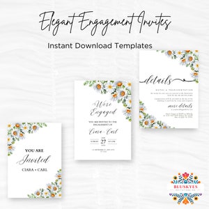 Editable Engagement Invitation Modern Invitation, Elegant Green Design,engagement celebration Instant Download Printable Template