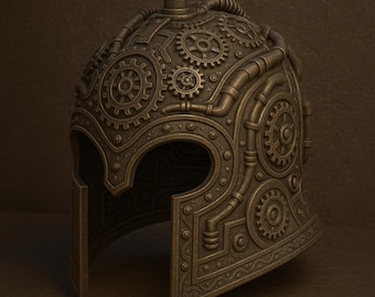 Casco Steampunk con archivo STL / Armadura de guerrero de fantasía para cosplay, modelo imprimible en 3D, descarga digital
