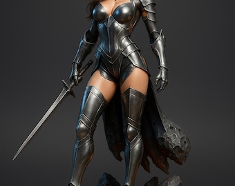 Moon Knight Woman STL Model: 3D Printable Female Warrior (Digital Download)