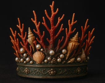 Coral Shell Pearl Crown STL Model | Fantasy Headpiece (Digital Download)