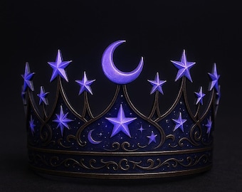 Celestial Moon and Stars Crown STL Model - Gothic Headpiece (Digital Download)