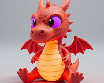 Chibi Red Dragon Figurine STL File: 3D Printable Model (Digital Download)
