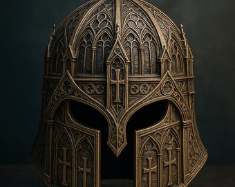 Gothic Cathedral Helmet STL File | Medieval Knight Armor 3D Printable Cosplay Prop Digital Download