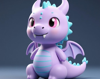 Cute Chibi Dragon STL File | 3D Printable Fantasy Figurine (Digital Download)