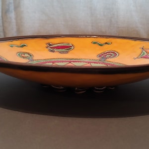 Large Handmade Ceramic Fruit Bowl Bright Yellow, Wall Hanging Plate Unique Home Decor and Housewarming Gift image 7