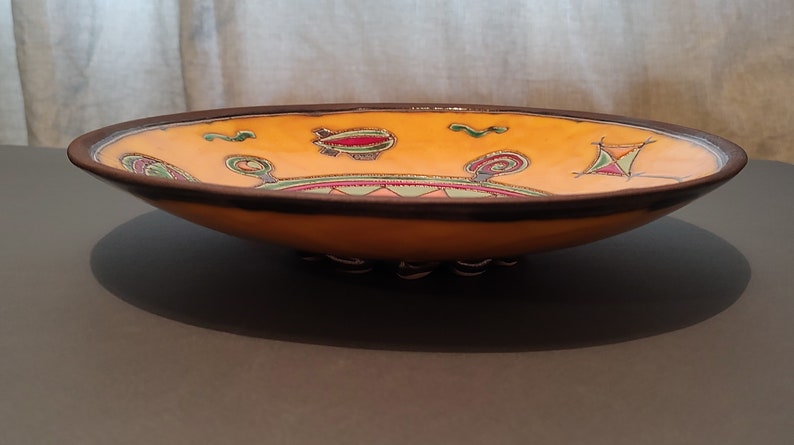 Large Handmade Ceramic Fruit Bowl Bright Yellow, Wall Hanging Plate Unique Home Decor and Housewarming Gift image 7