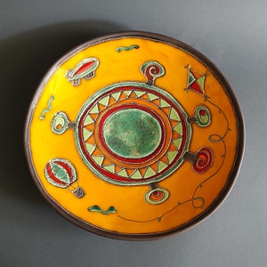 Large Handmade Ceramic Fruit Bowl Bright Yellow, Wall Hanging Plate Unique Home Decor and Housewarming Gift image 10