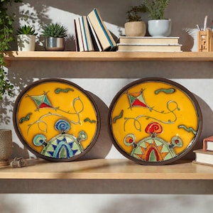 Handmade Ceramic Wall Plate, Whimsical Kite Decor, Colorful Pottery Dish, Nursery or Kitchen Art