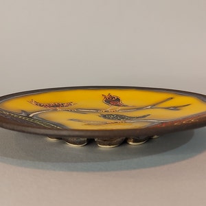 Handgefertigte Keramikplatte/Teller mit handgemalten Vögeln. Kleines handgemachtes Keramik Schälchen. Bunte Wand-Dekor, Cookie Tablett, bunte Untertasse Bild 7