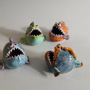 Handmade Colorful and Bright Ceramic Fish, Pottery Fish Accent to your Home Decor, Decorative Ornament for a Children's room, Funny Fishes