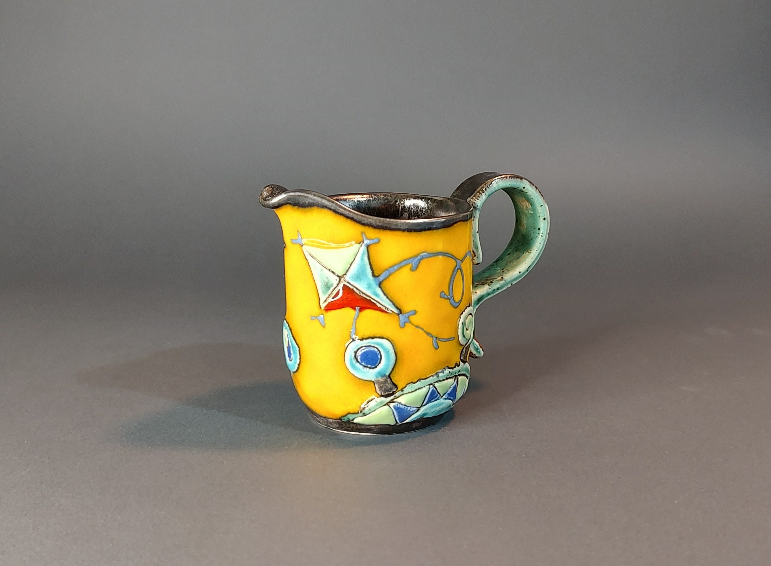 Handmade Yellow Ceramic Creamer: Small Pottery Milk Jug