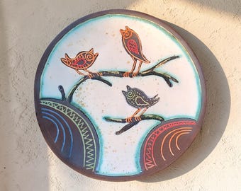 Keramik Vogel Wandteller Hängen Natur Wand Dekor Handgemachte Keramik Dekorative Teller Geschenk