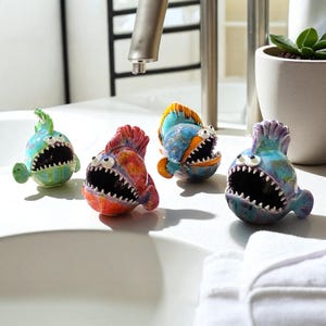 Handmade Colorful Ceramic Fish Sculpture — Whimsical Fish Decor- Artistic Gift for Aquarium Lovers