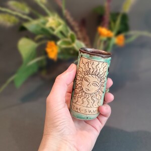 Sun and Moon Alcohol Set, Hand Glazed Ceramic Bottle & Tumblers, Collectible Tarot Themed Pottery for Home Bar, Unique Gift for Art Lovers image 8