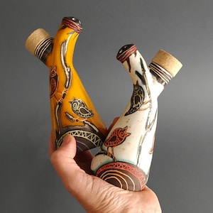 Handmade Ceramic Salt and Pepper Shakers, Set of Salt and Pepper Shaker, Salad Seasoning Containers Set for Your Table, Hostess or Cook Gift