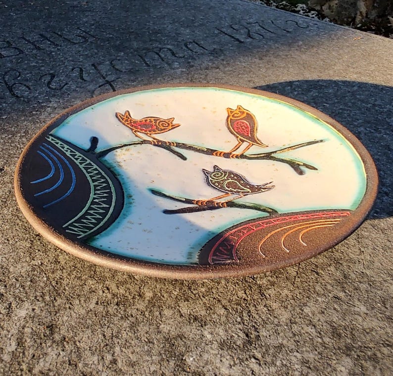 ceramic wall plate side angle showing thickness handmade pottery