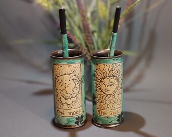 Sun And Moon,The Moon Tumbler, The Sun Tumbler, Ceramic Pottery, Handmade Pottery, Ceramics Cup, Handmade Ceramics, Reusable Straw, Tarrot