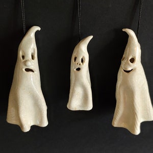 Handmade Ceramic Ghost Ornament: 80s/90s Style Halloween Decor