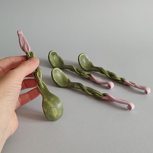 Hand Glazed Ceramic Coffee Spoon: Handmade Tea Stirring Spoon